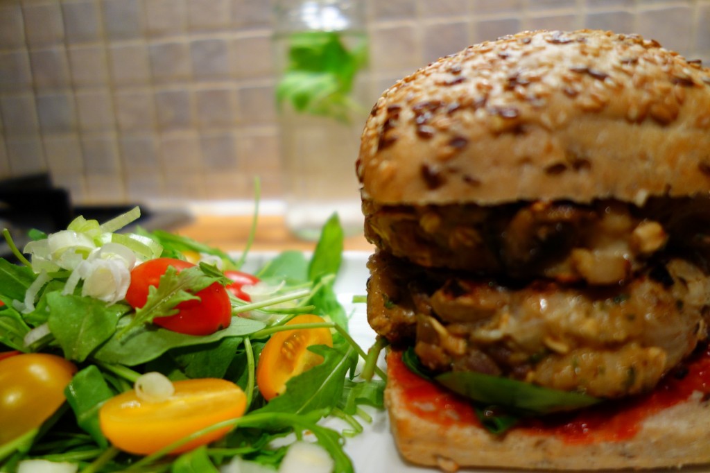 Shiitake paddenstoel burger Leukegeit